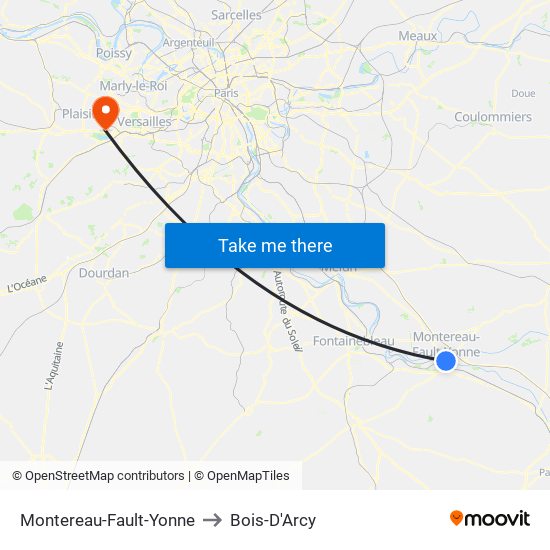 Montereau-Fault-Yonne to Bois-D'Arcy map