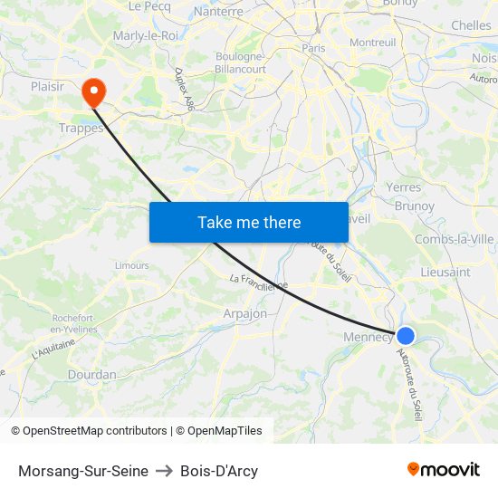 Morsang-Sur-Seine to Bois-D'Arcy map