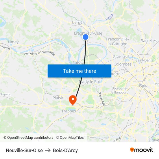 Neuville-Sur-Oise to Bois-D'Arcy map