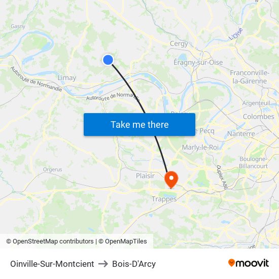 Oinville-Sur-Montcient to Bois-D'Arcy map