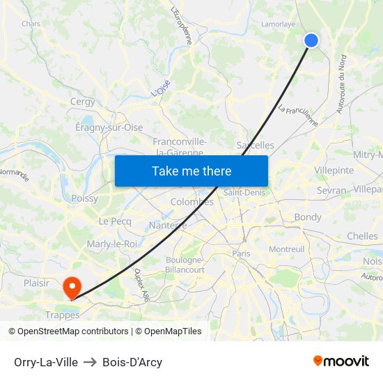 Orry-La-Ville to Bois-D'Arcy map