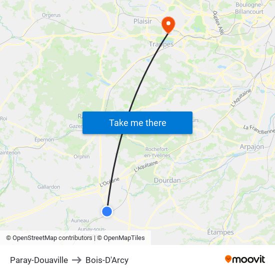 Paray-Douaville to Bois-D'Arcy map
