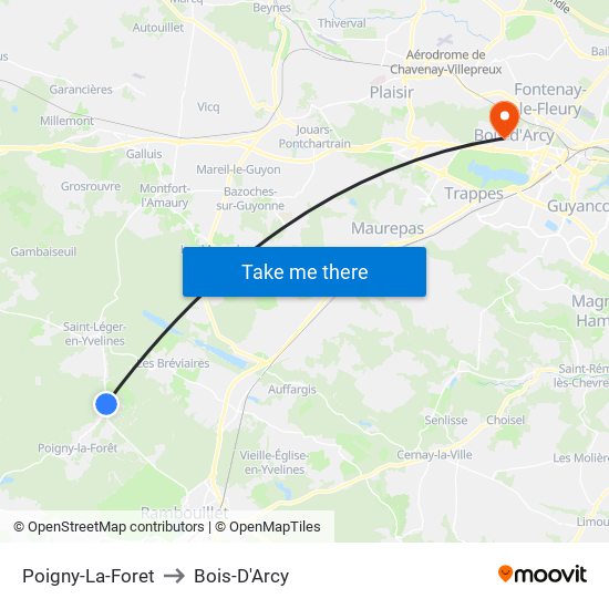 Poigny-La-Foret to Bois-D'Arcy map