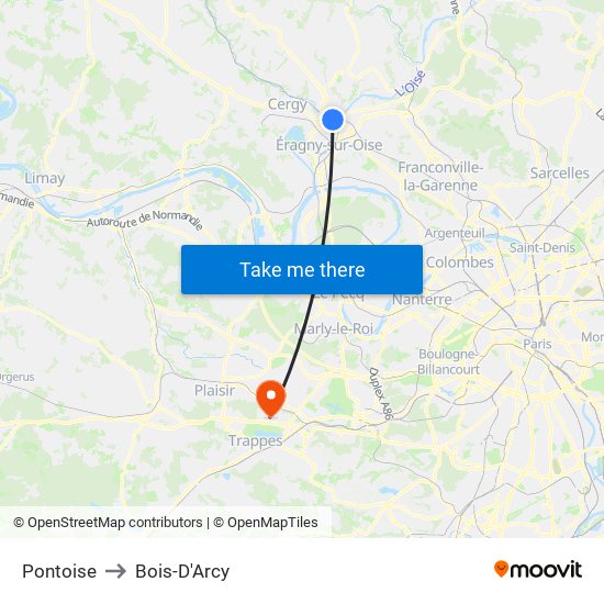 Pontoise to Bois-D'Arcy map