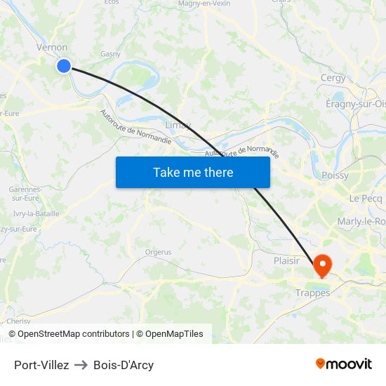 Port-Villez to Bois-D'Arcy map