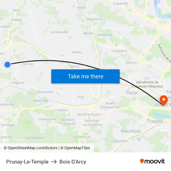 Prunay-Le-Temple to Bois-D'Arcy map