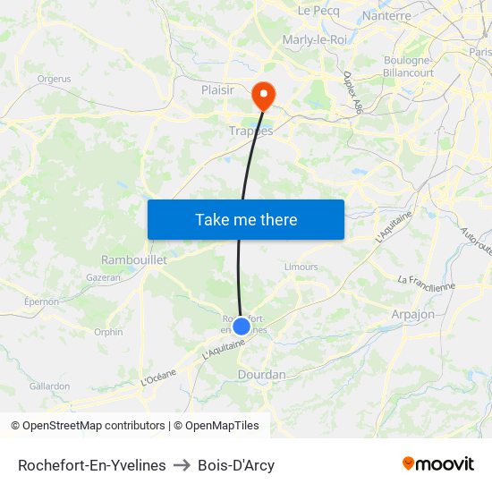Rochefort-En-Yvelines to Bois-D'Arcy map