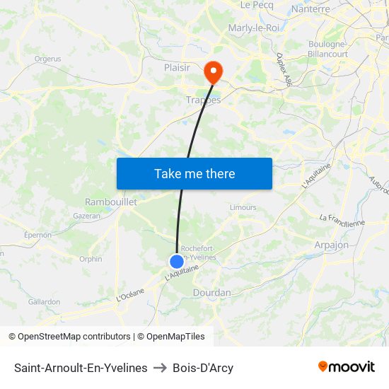 Saint-Arnoult-En-Yvelines to Bois-D'Arcy map