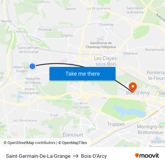 Saint-Germain-De-La-Grange to Bois-D'Arcy map