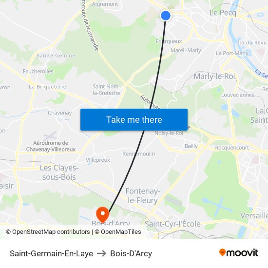 Saint-Germain-En-Laye to Bois-D'Arcy map