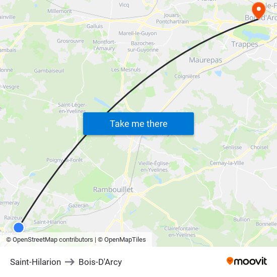 Saint-Hilarion to Bois-D'Arcy map
