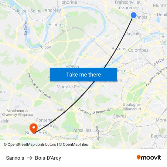 Sannois to Bois-D'Arcy map