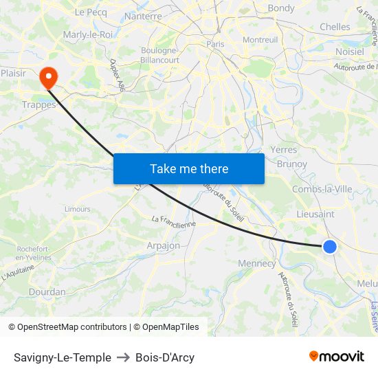 Savigny-Le-Temple to Bois-D'Arcy map