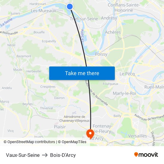 Vaux-Sur-Seine to Bois-D'Arcy map