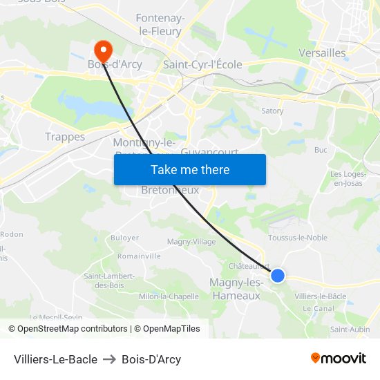 Villiers-Le-Bacle to Bois-D'Arcy map