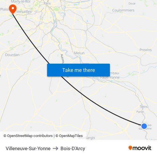 Villeneuve-Sur-Yonne to Bois-D'Arcy map