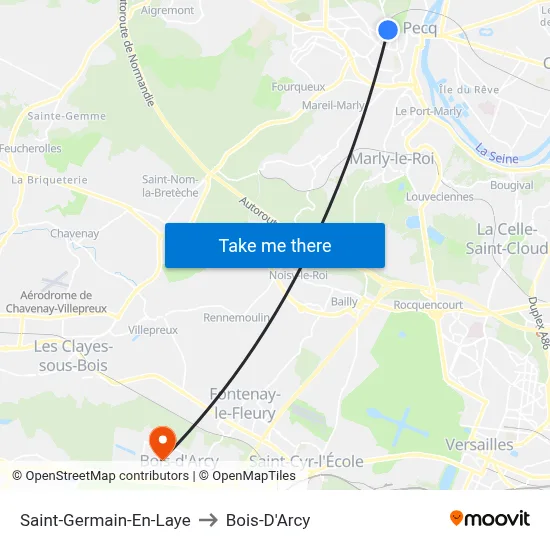 Saint-Germain-En-Laye to Bois-D'Arcy map