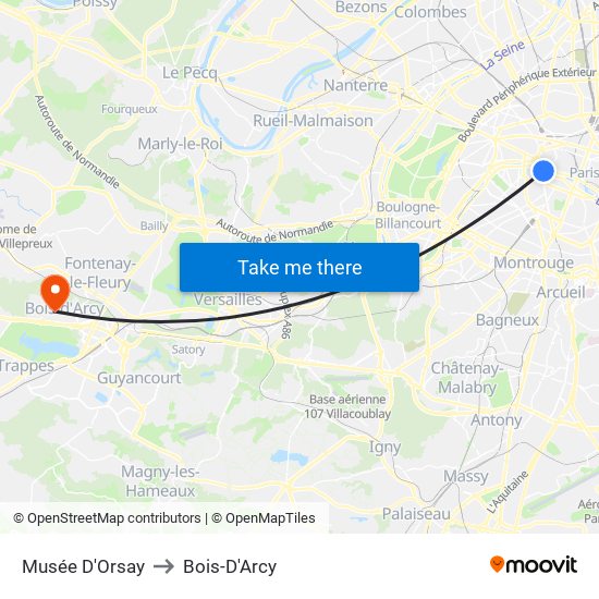 Musée D'Orsay to Bois-D'Arcy map