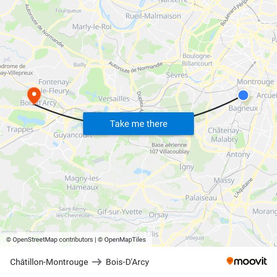Châtillon-Montrouge to Bois-D'Arcy map