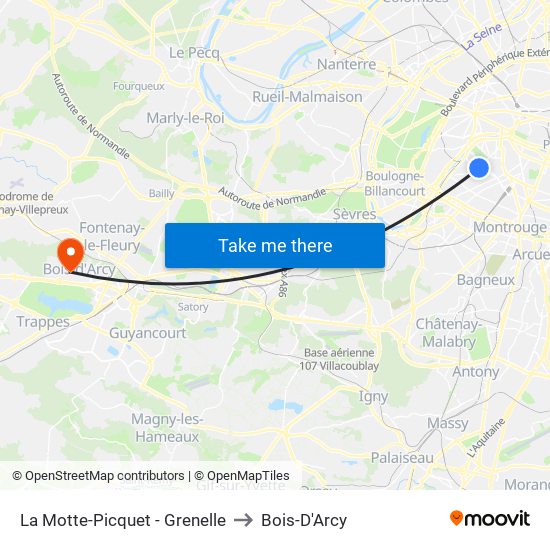 La Motte-Picquet - Grenelle to Bois-D'Arcy map