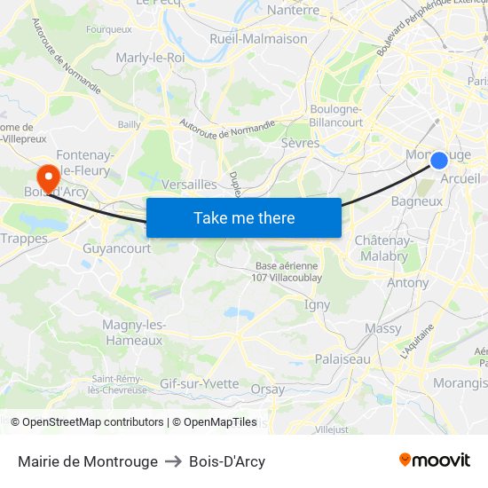 Mairie de Montrouge to Bois-D'Arcy map