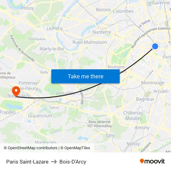 Paris Saint-Lazare to Bois-D'Arcy map