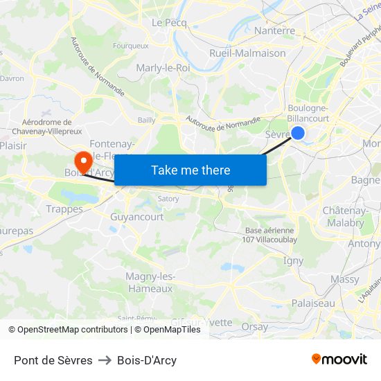 Pont de Sèvres to Bois-D'Arcy map