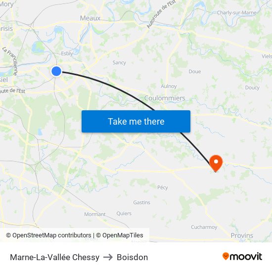 Marne-La-Vallée Chessy to Boisdon map