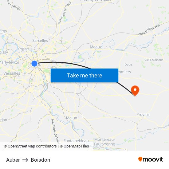 Auber to Boisdon map
