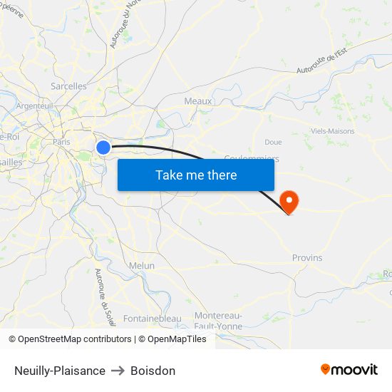 Neuilly-Plaisance to Boisdon map