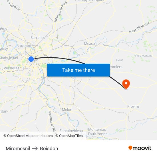 Miromesnil to Boisdon map
