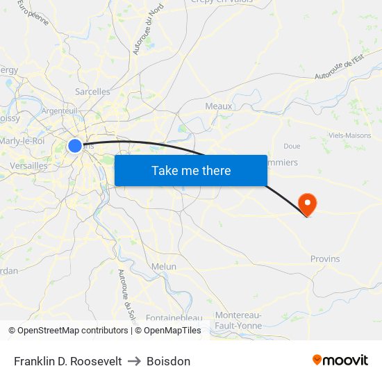 Franklin D. Roosevelt to Boisdon map