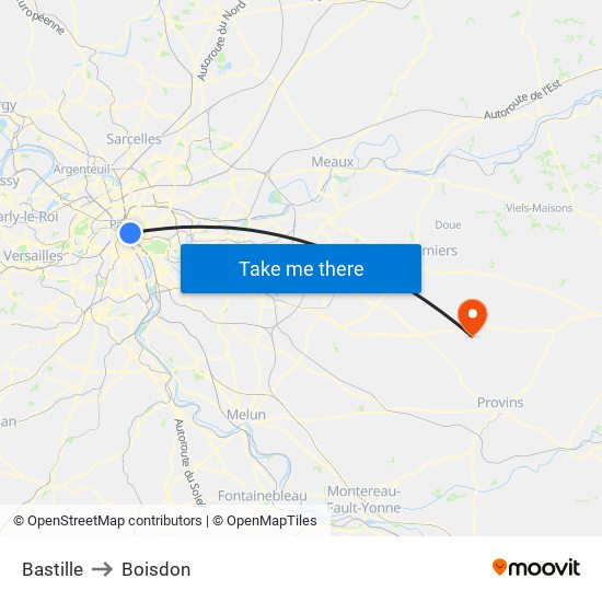 Bastille to Boisdon map