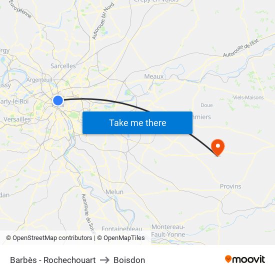 Barbès - Rochechouart to Boisdon map