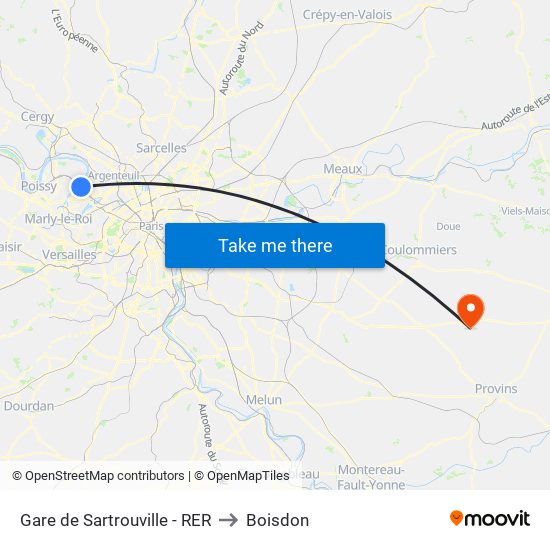 Gare de Sartrouville - RER to Boisdon map