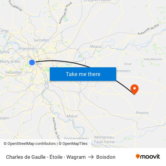 Charles de Gaulle - Étoile - Wagram to Boisdon map