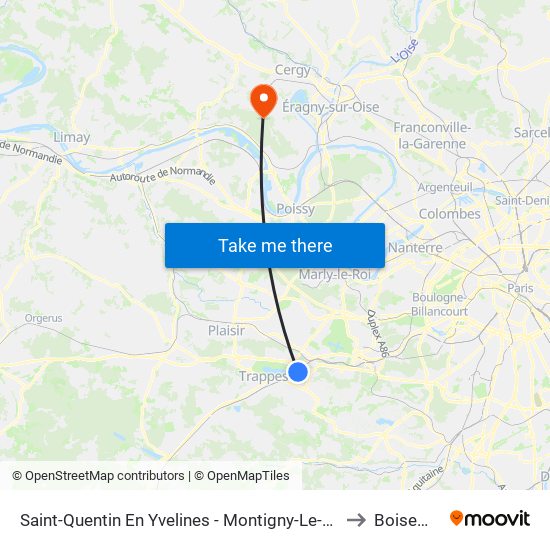 Saint-Quentin En Yvelines - Montigny-Le-Bretonneux to Boisemont map