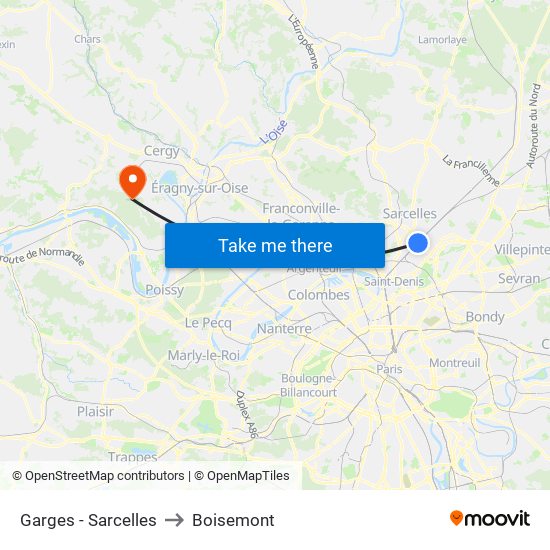 Garges - Sarcelles to Boisemont map