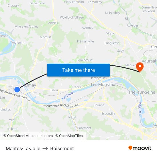 Mantes-La-Jolie to Boisemont map