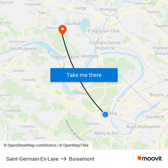 Saint-Germain-En-Laye to Boisemont map