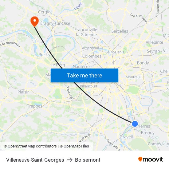 Villeneuve-Saint-Georges to Boisemont map