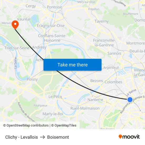 Clichy - Levallois to Boisemont map