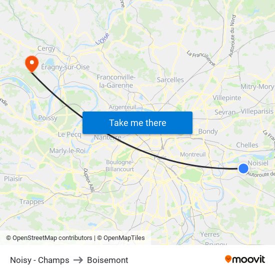 Noisy - Champs to Boisemont map