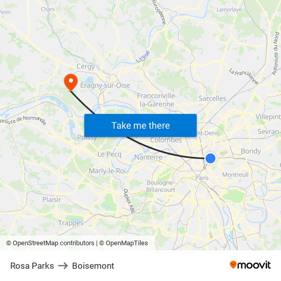 Rosa Parks to Boisemont map