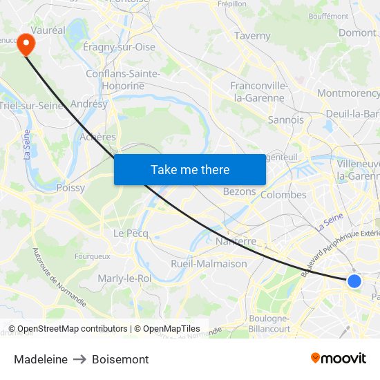 Madeleine to Boisemont map