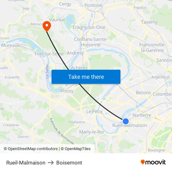 Rueil-Malmaison to Boisemont map