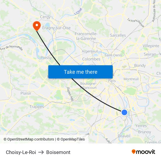Choisy-Le-Roi to Boisemont map