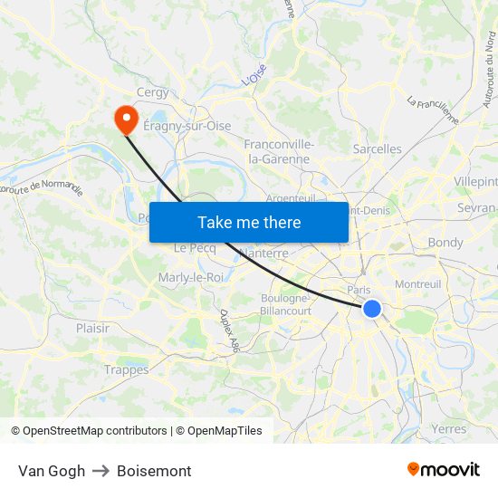 Van Gogh to Boisemont map