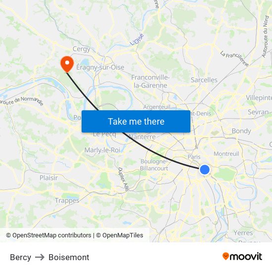 Bercy to Boisemont map