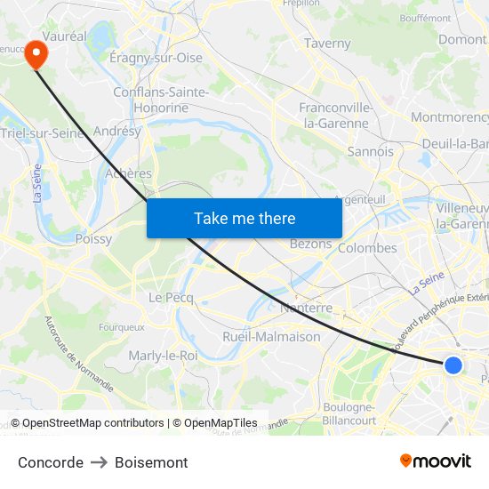 Concorde to Boisemont map